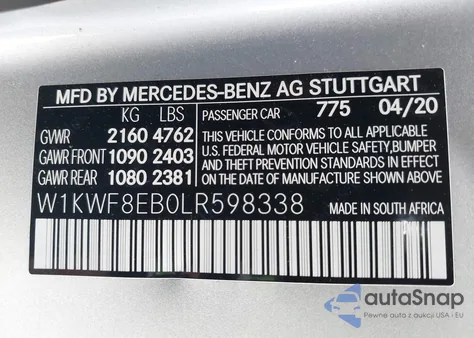 2020 Mercedes-Benz C 300 4Matic from USA, damaged, VIN W1KWF8EB0LR598338